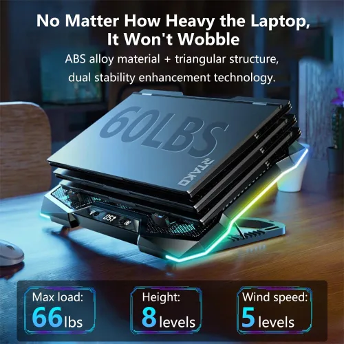 Vista 3 de G-STORY Almohadilla de enfriamiento para laptop para juegos, enfriador de laptop con 10 potentes ventiladores turbo para computadora portátil de 12