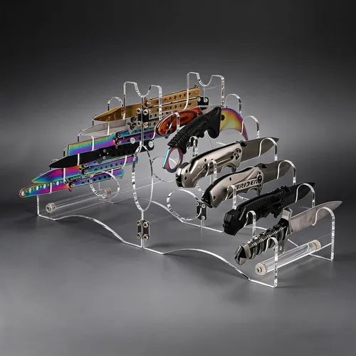 Vista 7 de WANLIAN Soporte para cuchillos (acrílico transparente), organizador de 12 ranuras y soporte de exhibición para cuchillos de bolsillo, sable, ideal