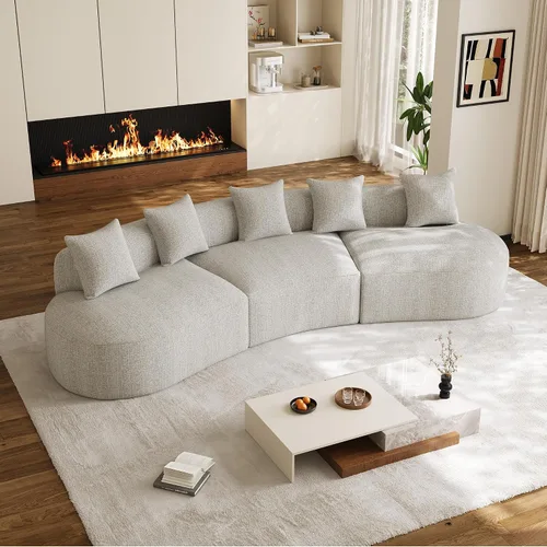 Vista 22 de Sofá seccional de gran tamaño de 147" para sala de estar, sofá moderno de lujo de chenilla suave de 4 plazas extra profundo y ancho con asiento