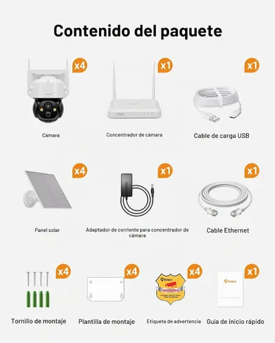 Vista 9 de Anlapus 4MP 360 ° Pan Tilt Solar 4 cámara sistema de seguridad inalámbrico