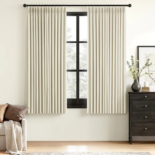 Vista 32 de MIULEE - Cortinas de lino beige con pliegues a presión 100% opacas para dormitorio, cortinas de ventana con memoria y bloqueo de luz para oscurecer