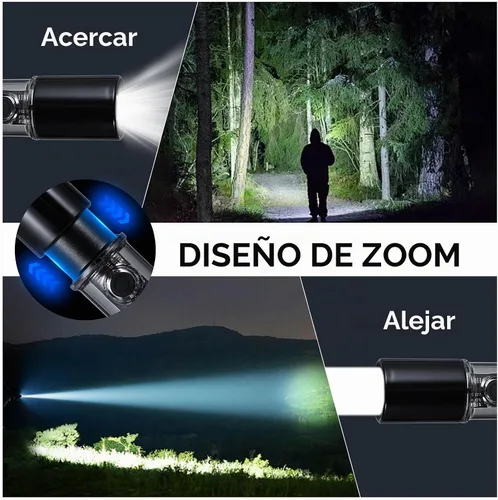 Vista 4 de VAVOFO Linterna LED, cuerpo de aluminio, linterna LED EDC púrpura - USB-C recargable, impermeable, enfoque de zoom, 3 modos, estroboscópico