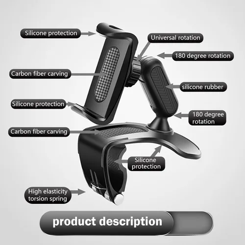 Vista 3 de Downhill 1 PC Soporte para smartphone para salpicadero de coche, soporte para smartphone con rotación de 360 grados, soporte multifuncional