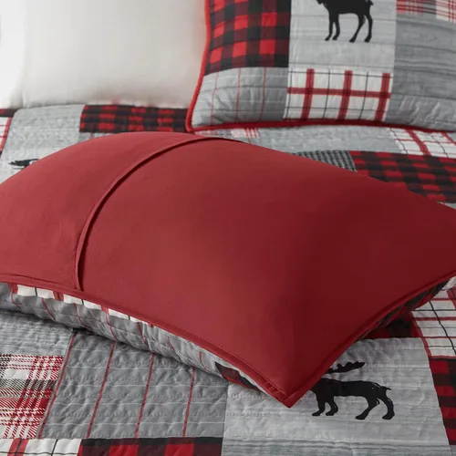 Vista 8 de Woolrich Juego de edredón reversible – Estilo cabaña invertido a color sólido, colcha ligera para todas las estaciones, capa de ropa de cama