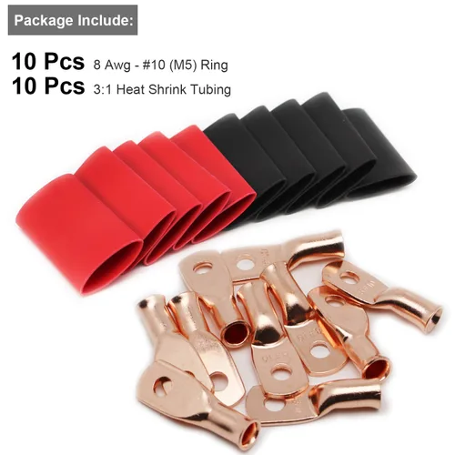 Vista 11 de TKDMR - Kit de 264 piezas de extremos de cable de batería, 132 piezas de terminales de anillo de lengüetas de cable de cobre resistentes AWG 8 6 4 2