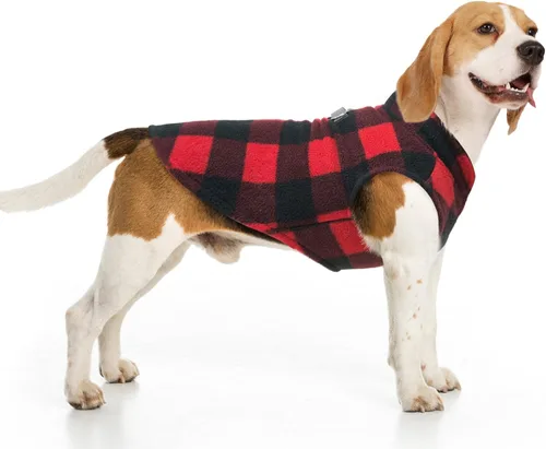 Vista 45 de BEAUTYZOO Chaleco de vellón para perros pequeños, de invierno y clima frío, con anillo en D, con anillo en D para correa, resistente al viento, rojo