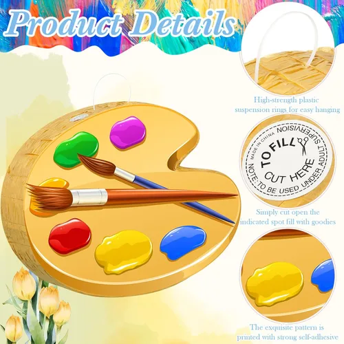 Vista 2 de Aoriher Paleta de arte de piñata para fiesta de cumpleaños con palito de piñata, confeti, vendas para niños, niñas, niños, adultos, artistas