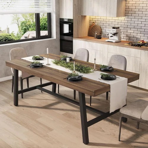 Vista 22 de GarveeHome Mesa de comedor extensible de 63 a 83 pulgadas, mesa de comedor rectangular industrial para 6-8 personas, mesa de cocina expandible
