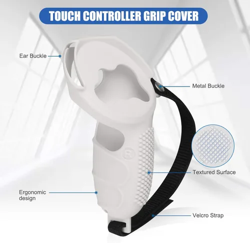 Vista 5 de MASiKEN Accesorios 6 en 1 para Oculus Quest 2 kits de repuesto de correa para la cabeza carcasa de realidad virtual cubierta de controladores