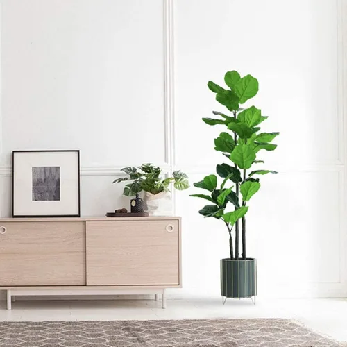 Vista 6 de Plantas falsas, árbol artificial, rama de árbol artificial nórdico, ficus lyrata, árbol de banano falso para el hogar, jardín, decoración de bonsái