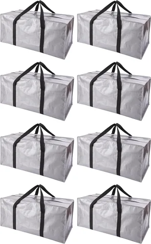 Vista 12 de PANDA JOYS Bolsas de mudanza extra grandes con cremalleras y asas de transporte, bolsa de almacenamiento resistente para ahorrar espacio, Negro