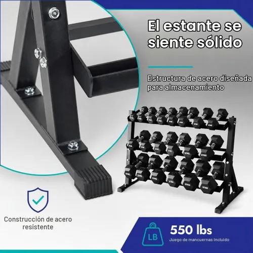 Vista 5 de Rubber Hex Chrome Dumbbell Complete Package Set