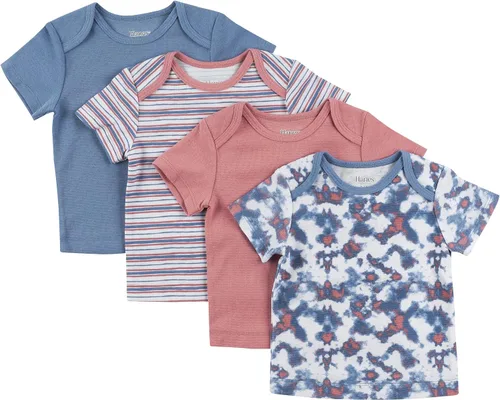 Vista 8 de Hanes Camiseta para bebé, Flexy de suave estiramiento, hombros expandibles, paquete de 4 Conjunto de camuflaje de rayas negras