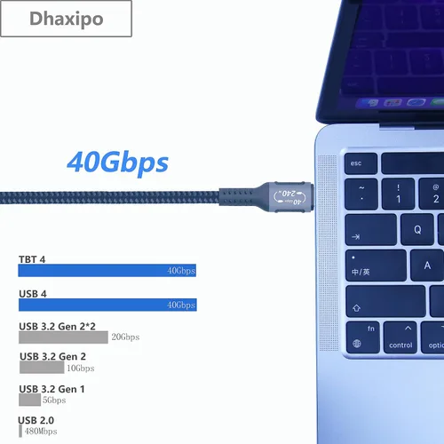 Vista 4 de Cable USB 4 para Thunderbolt 4 de 1.0 ft/1 pie, transferencia de datos de 40 Gbps con 240 W y 4K a 144 Hz 5K @ 60 Hz o 8K a 30 Hz, compatible