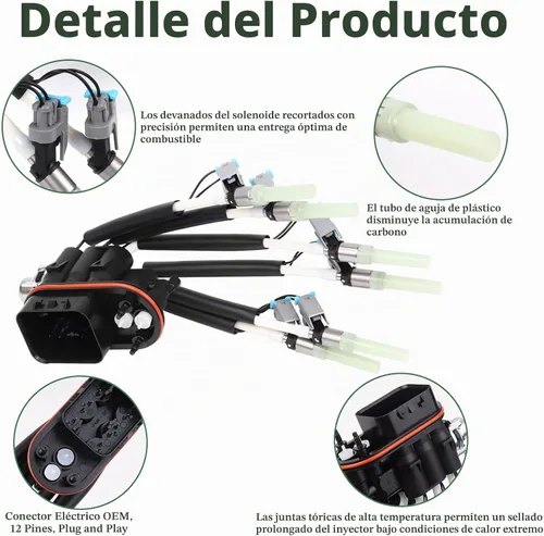 Vista 3 de Inyectores Spider 4.3L, FJ503 Inyector de combustible 6 cilindros para Chevy Express Silverado P30 K1500 GMC Savana Jimmy Chevrolet Oldsmobile