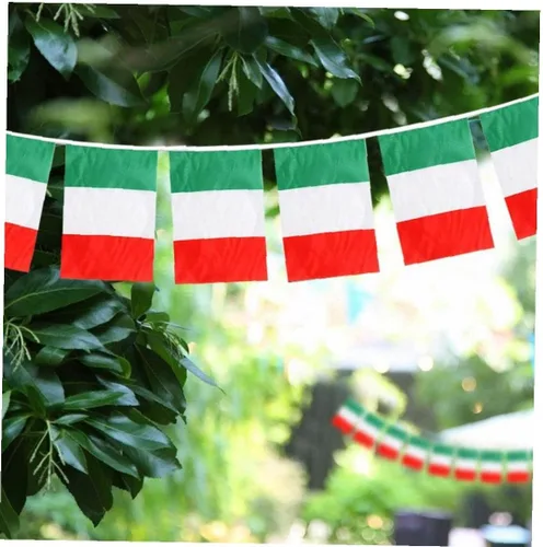 Vista 4 de 16.4 ft Bandera italiana Bunting poliéster Italia Bunting Decoración para eventos deportivos Fiestas callejeras Festivales y celebraciones 5.5x8.3 in