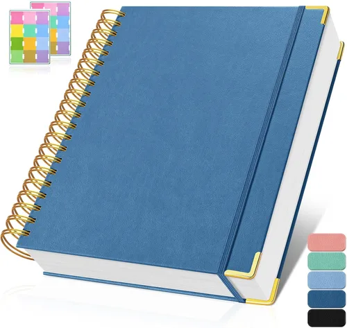 Vista 11 de Cuaderno de papel cuadriculado, cuaderno de cuadrícula en espiral de 8.5" X 11", diario de cuero de tapa dura de 300 páginas, cuaderno de papel