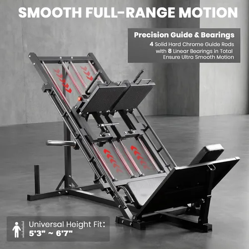 Vista 6 de LIONSCOOL Upgraded 3-in-1 Leg Press Hack Squat Machine with Weight Storage, Professional Adjustable Iso-Lateral Trainer with Linear Bearing for Home