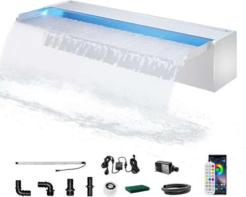 Vista 36 de Longrun Caja de Cascada de Estanque con Kit de Bomba, Vertedero de Cascada de Estanque de Acrílico Transparente con Bomba de 396 GPH 1500L/H