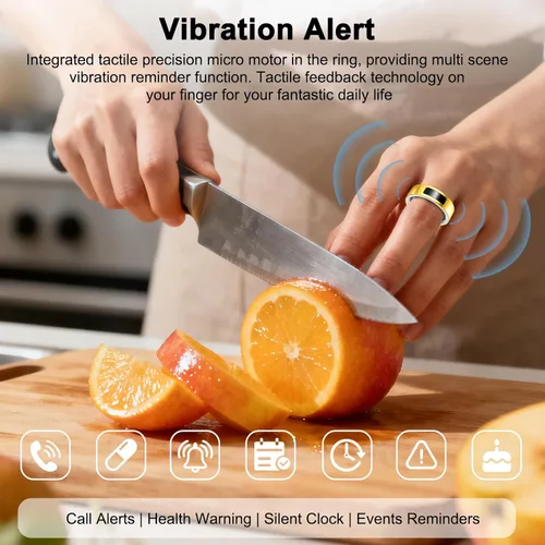 Vista 3 de uaue Anillo inteligente de salud para mujeres y hombres, alerta de vibración, control táctil, anillo de seguimiento de fitness con sueño/salud