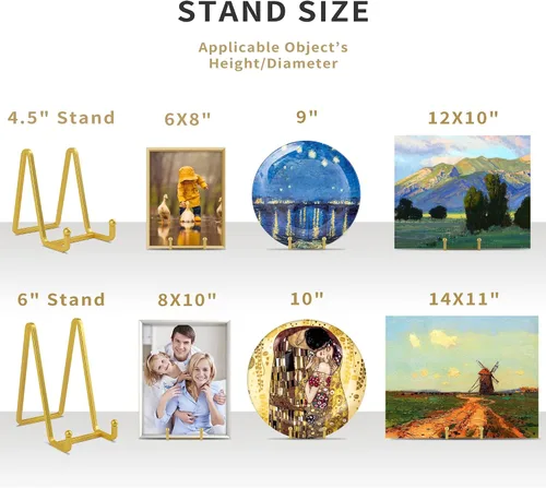 Vista 8 de IPAME Soportes cuadrados de metal para exhibir, soporte de 4.5 pulgadas + caballete para portarretratos para libros, placa decorativa, placa, foto