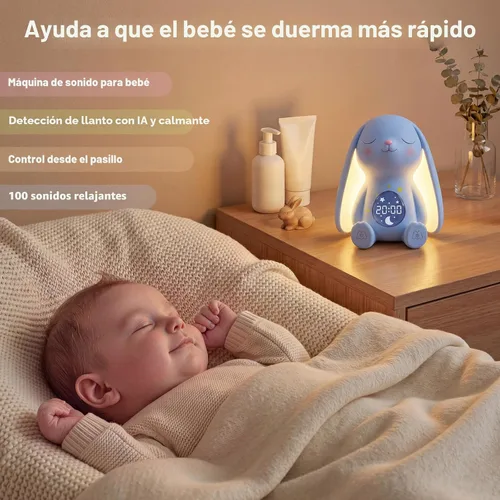 Vista 3 de Mom's Choice Awards丨Bunny White Noise Sound Machine Baby for Sleep - Detección de llanto AI, 100 sonidos relajantes, acceso completo a la aplicación