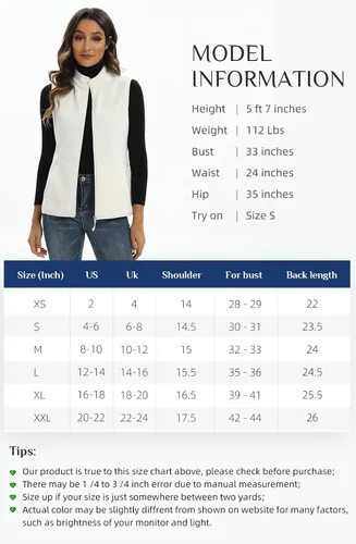 Vista 4 de Xeoxarel Chaleco de forro polar para mujer con 6 bolsillos XS-2XL