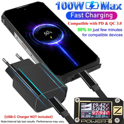 Vista 5 de Cable de carga rápida USB-C a USB-C de 100 W compatible con iPhone 16 15 Pro Max, Galaxy S25 S24 S23, Pixel 9 8, cable de punta tipo C de 0.394