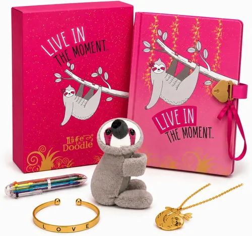 Vista 8 de Life is a Doodle Diario con cerradura y llave – Diario de gratitud de sirena para empoderar corazones y mentes – Cuaderno diario de autoexpresión