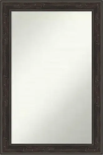 Vista 92 de Amanti Art Espejo de baño marrón para sobre el fregadero, 24 x 24 pulgadas, espejo de tocador cuadrado marrón Caleb, marco de madera rústica