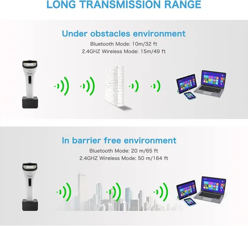 Vista 6 de NETUM Escáner de código de barras inalámbrico Bluetooth 1D de moda, lector de código de barras CCD manos libres con soporte y memoria incorporada