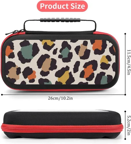 Vista 3 de AoHanan Colored Leopard Print Switch Carrying Case Compatible with Switch Game Case with 20 Games Cartridges Hard Shell Travel Protection Case for
