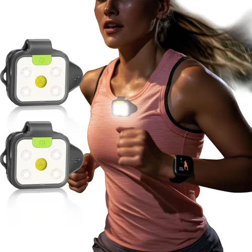 Vista 3 de HOKOILN Luces de correr nocturnas al aire libre, paquete de 2 luces LED para correr con batería recargable para camping, senderismo, correr, correr