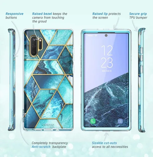 Vista 7 de i-Blason Cosmo Series - Funda diseñada para Galaxy Note 10 (versión 2019), diseño de mármol protector sin protector de pantalla integrado