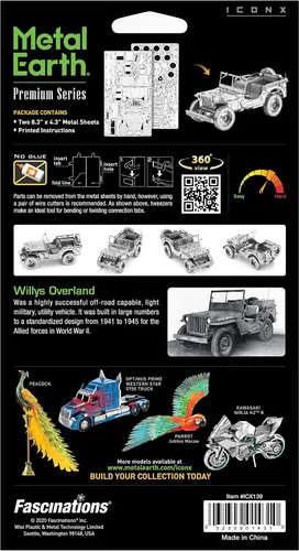 Vista 5 de Fascinations Kit de modelo de metal 3D Willys Overland de la serie Premium de Metal Earth