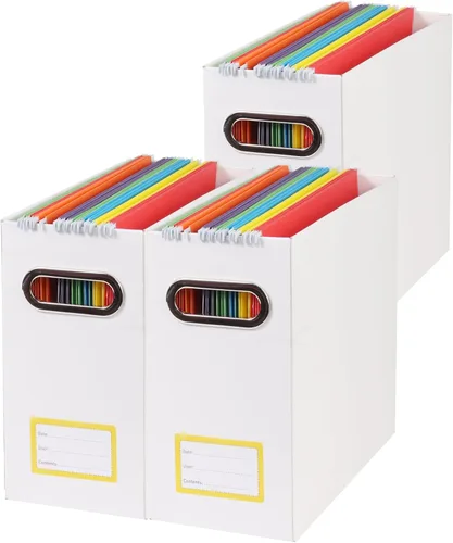 Vista 25 de Caja organizadora de archivos plegable con asa, 12.20 x 5.11 x 9.84 pulgadas, organizador de archivos para el hogar u oficina, pequeña caja de Negro