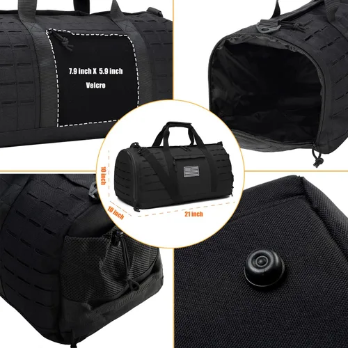 Vista 5 de QT&QY Bolsa de lona táctica militar de 40L y neceser táctico, Qt&qy Bolsa de lona militar de 40 l y neceser táctico