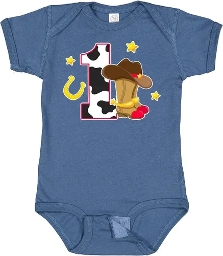 Vista 4 de inktastic Body de bebé de vaquero para cumpleaños de 1 año con botas de vaquero