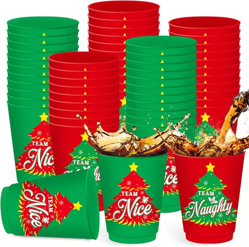 Vista 8 de Nuenen 24 vasos de Navidad reutilizables de 16 onzas para chocolate caliente, café, cerveza, helado, invierno, fiesta de Navidad, suministros