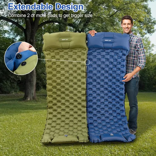 Vista 4 de Night Cat Colchonetas Inflables para Dormir con Almohada y Bomba de Pie para Camping, Mochilero, Senderismo, Ultraligera, Compacta, Cómoda