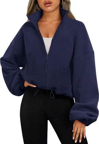 Vista 11 de AUTOMET Chaquetas de forro polar con cremallera para mujer, sudaderas Verde Armada (ArmyGreen)