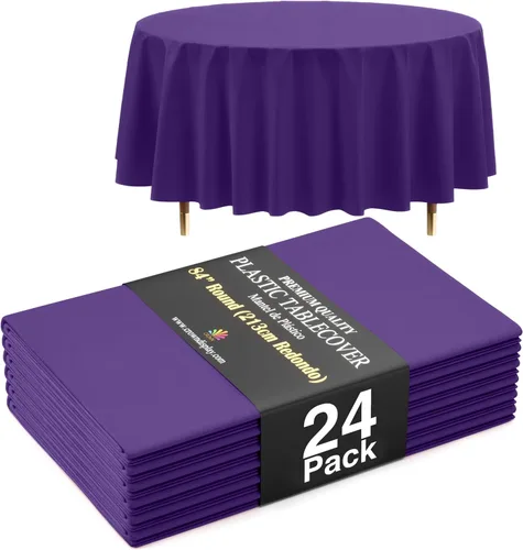 Vista 74 de Exquisite 66% Thicker Premium Aqua Round Tablecloth 0.5 Mil 6 Pack Plastic Table Cloth Disposable 84 Inch Round Plastic Tablecloth Won't Tear Easily