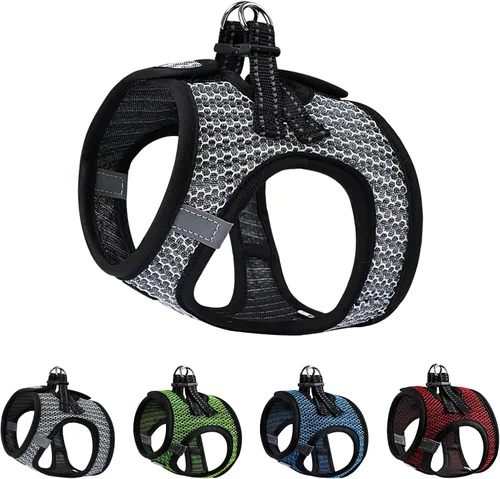 Vista 8 de Arnés para perro, arnés reflectante ajustable para perros y gatos pequeños, chihuahua para perros y gatos pequeños, medianos (negro, mediano)