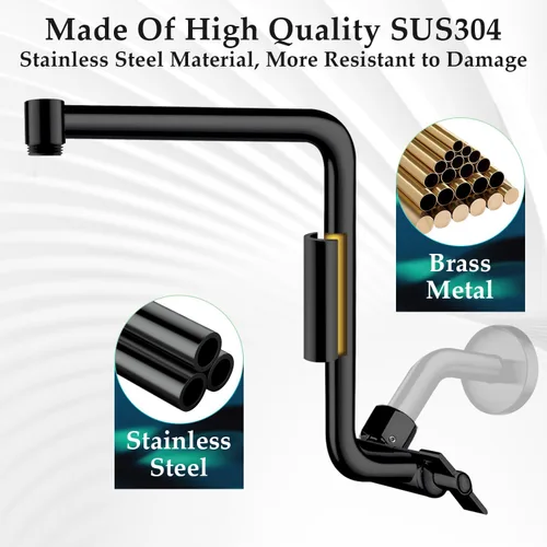 Vista 7 de Brazo de extensión de cabezal de ducha tipo lluvia, brazo de extensión de ducha de metal de 12 pulgadas, extensor de cabezal de ducha curvado