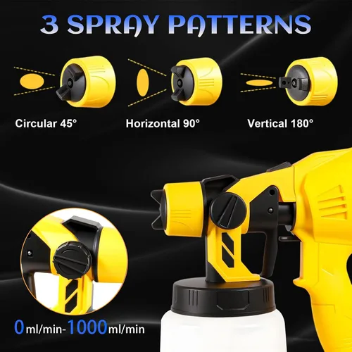 Vista 6 de Pulverizador de pintura inalámbrico para Dewalt batería de 20 V, 33.8 fl oz de alto flujo sin escobillas, pistola de pintura eléctrica sin