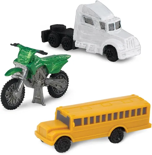 Vista 4 de Safari Ltd On the Road TOOB - Figurillas: semi-camión, motocicleta, coche de policía, autobús escolar, coche deportivo, camión de entrega, pick-up