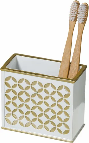 Vista 3 de Creative Scents Diamond Lattice - Soporte para cepillos de dientes blanco - Soporte decorativo para cepillos de dientes y pasta de dientes para baño