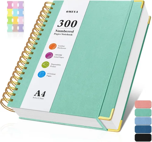Vista 7 de Cuaderno espiral 8.5" x 11", 300 páginas numeradas cuadernos rayados de tamaño universitario con contenido, 100GSM cuaderno grueso para mujeres