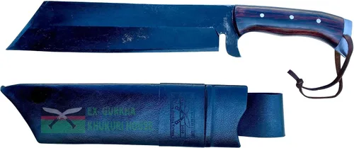 Vista 7 de EGKH-14 - Cuchillo de machete libre de óxido, hoja forjada a mano de espiga completa, khukuri o khukris, hecho a mano en Nepal