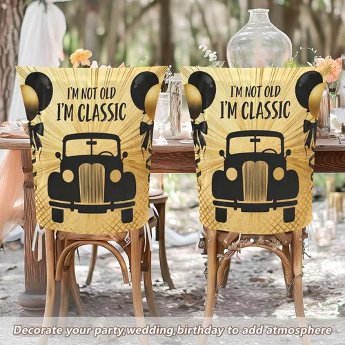 Vista 5 de Decor Retro 70s Car Gold Black Chair Seat Cover Washable for Home Decor Set of 2 Decorative Club Chair Slipcover protectores de sillas para comedor